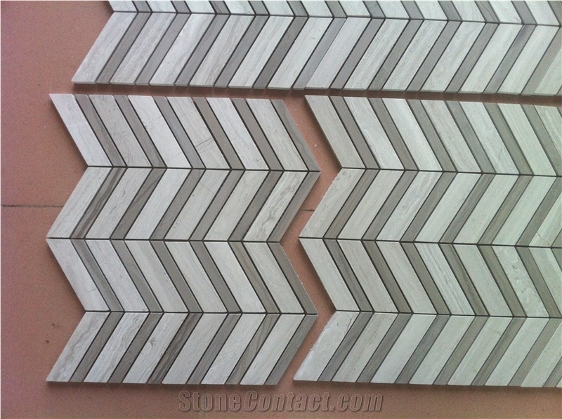 Natural Herringbone Chevron Marble Mosaic