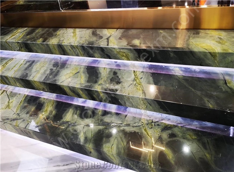 Peacock Green Marble Stone Stair