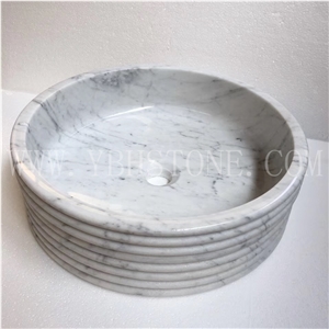 Bianco Carrara Polished Marble Vessel Sinks