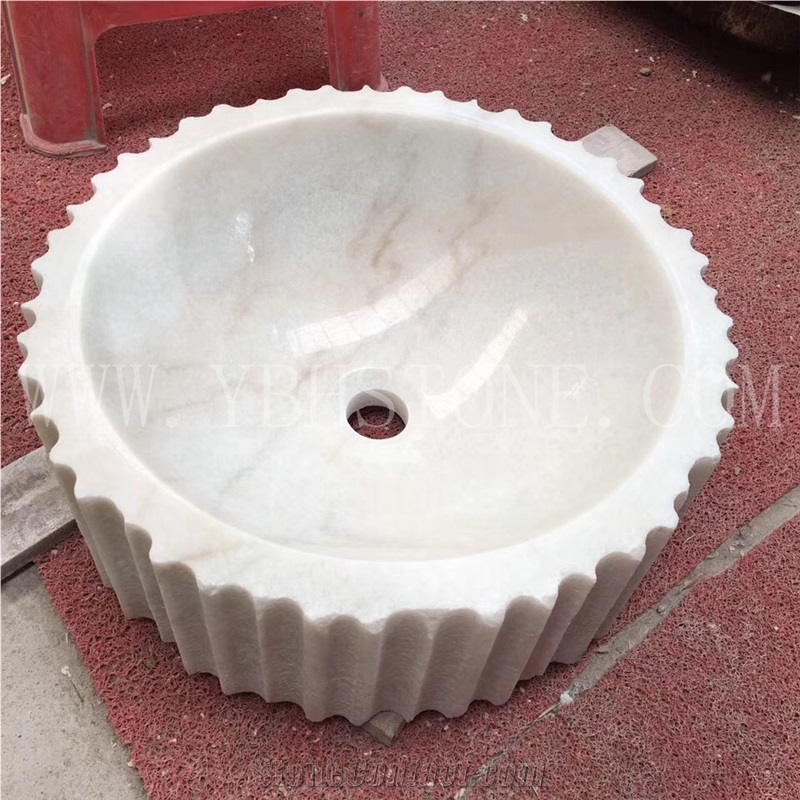 Bianco Carrara Polished Marble Vessel Sinks