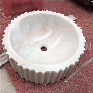Bianco Carrara Polished Marble Vessel Sinks