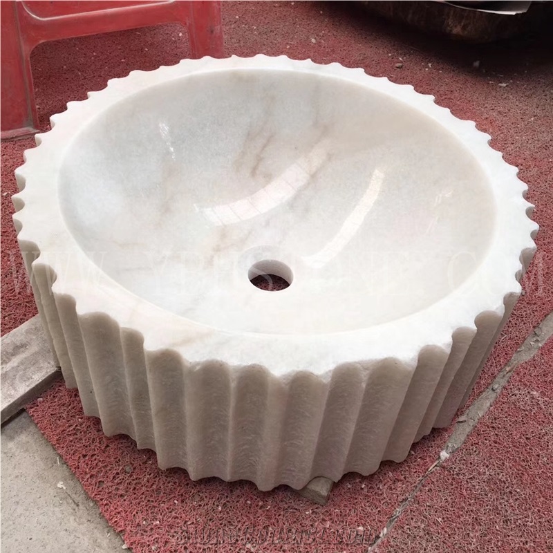 Bianco Carrara Polished Marble Vessel Sinks