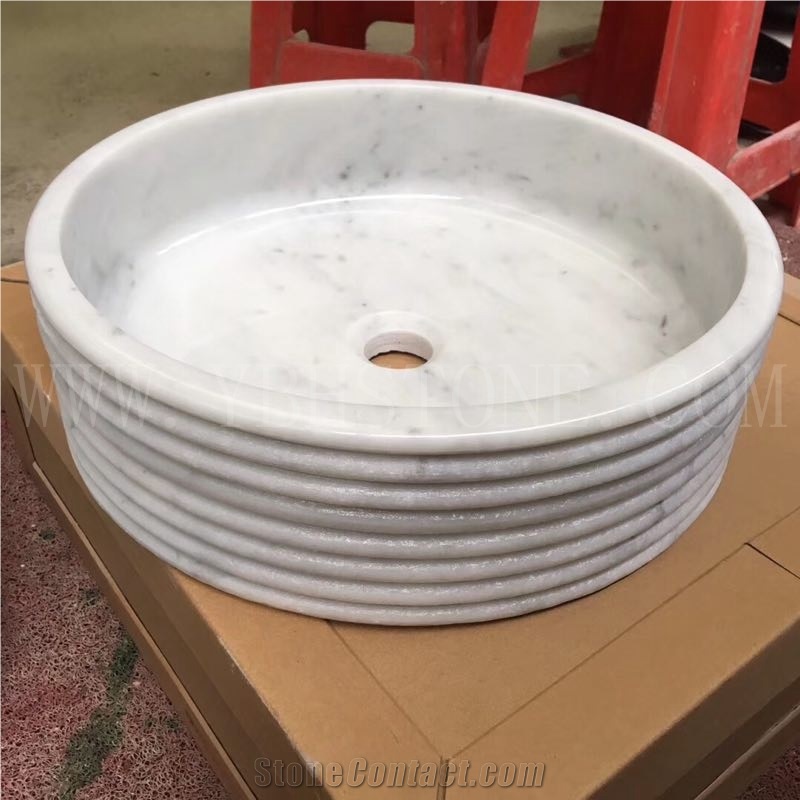 Bianco Carrara Polished Marble Vessel Sinks