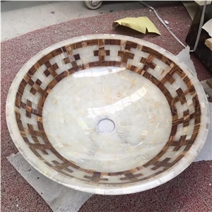 Dark Emperador Mosaic Sink for Bathroom