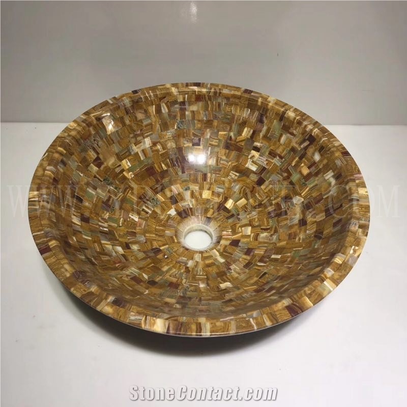 Dark Emperador Mosaic Sink for Bathroom