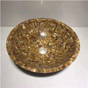 Dark Emperador Mosaic Sink for Bathroom