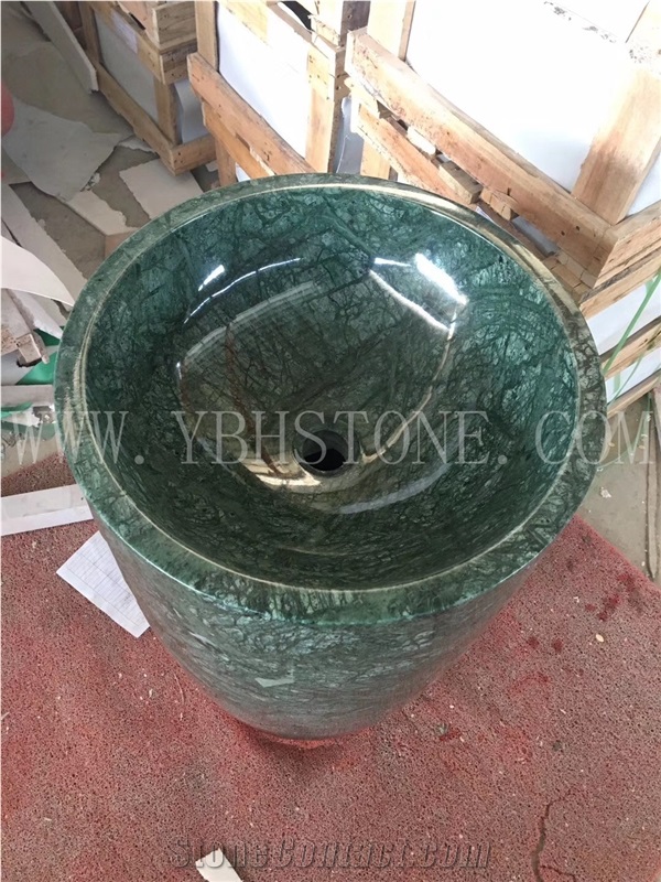 Indian Green/Polished Pedestal Basin for Hotel