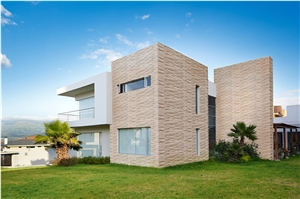 Beige 3d Vein Cut Travertine Ledger Panel - Honed