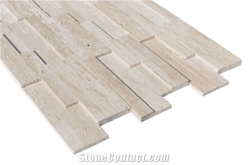 Beige 3d Vein Cut Travertine Ledger Panel - Honed