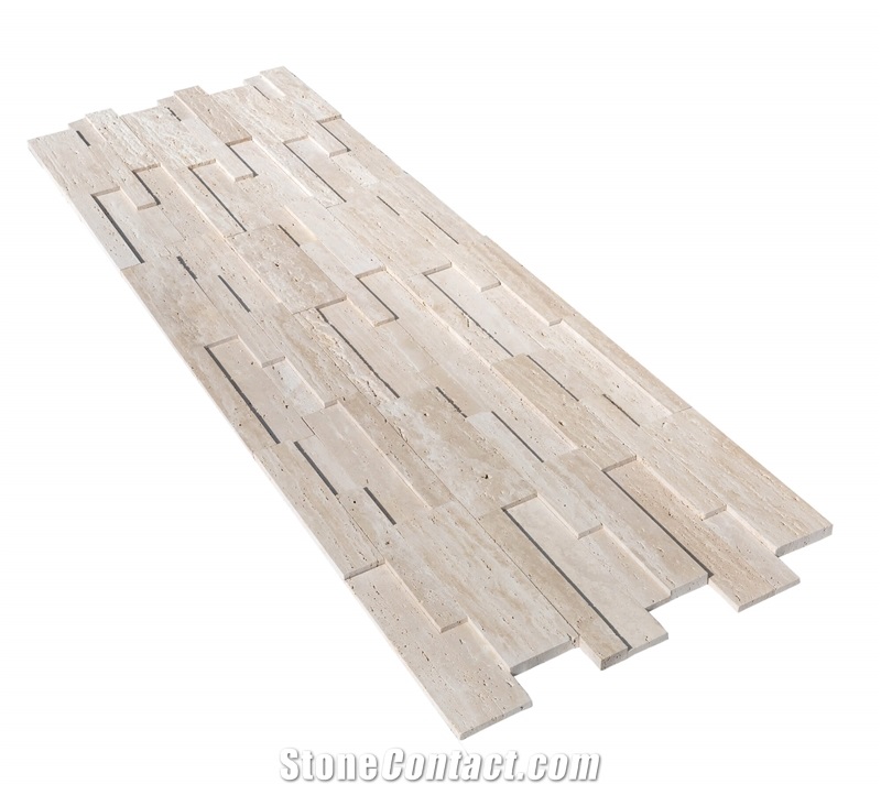 Beige 3d Vein Cut Travertine Ledger Panel - Honed
