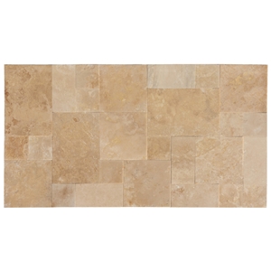 Denizli Beige French Pattern Set Travertine Tile