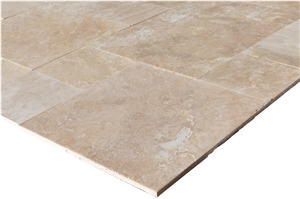 Denizli Beige French Pattern Set Travertine Tile
