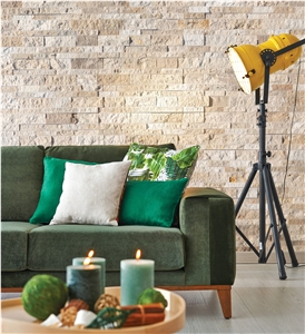 Philadelphia Travertine Stacked Stone Ledger Panel