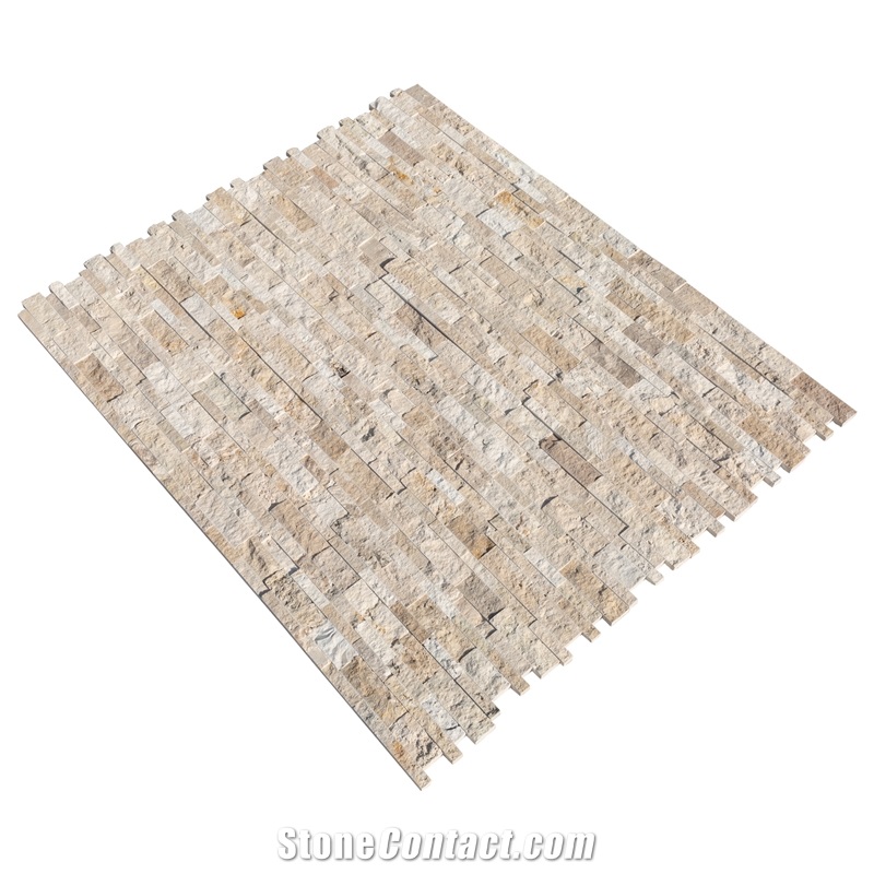 Philadelphia Travertine Stacked Stone Ledger Panel