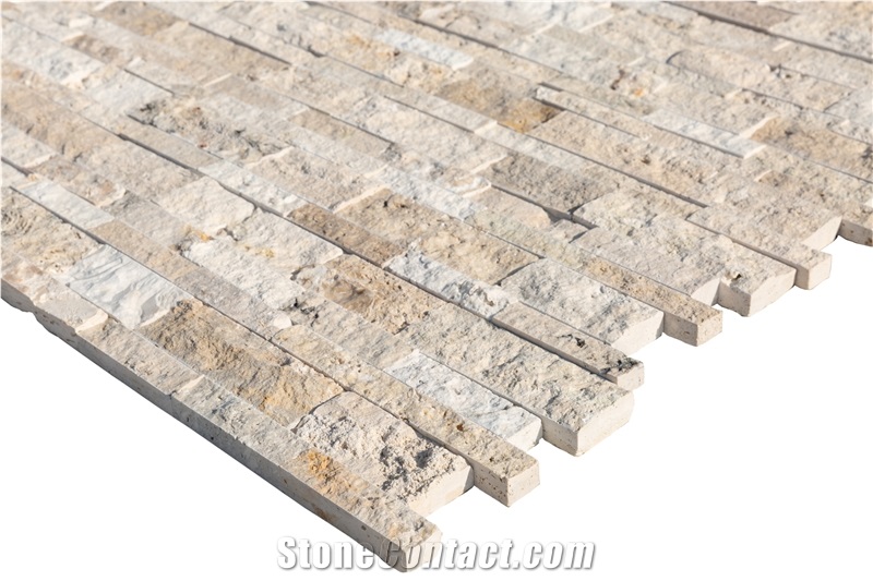 Philadelphia Travertine Stacked Stone Ledger Panel