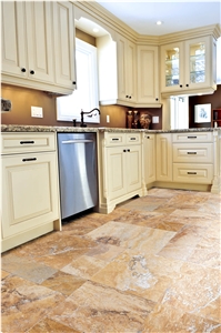 Scabos Gold Antique Pattern Travertine Tile