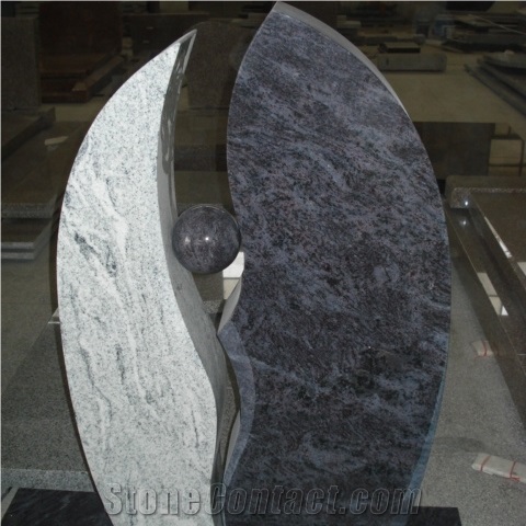 Bahama Blue Granite Headstone with Special Design