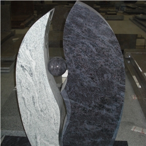 Bahama Blue Granite Headstone with Special Design