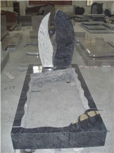 Bahama Blue Granite Headstone with Special Design