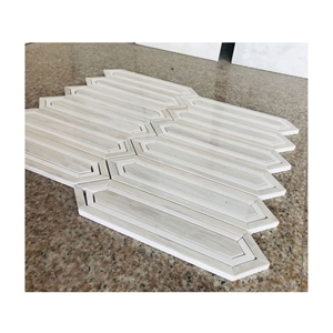 Chevron Herringbone Beige Color Marble Mosaic Tile