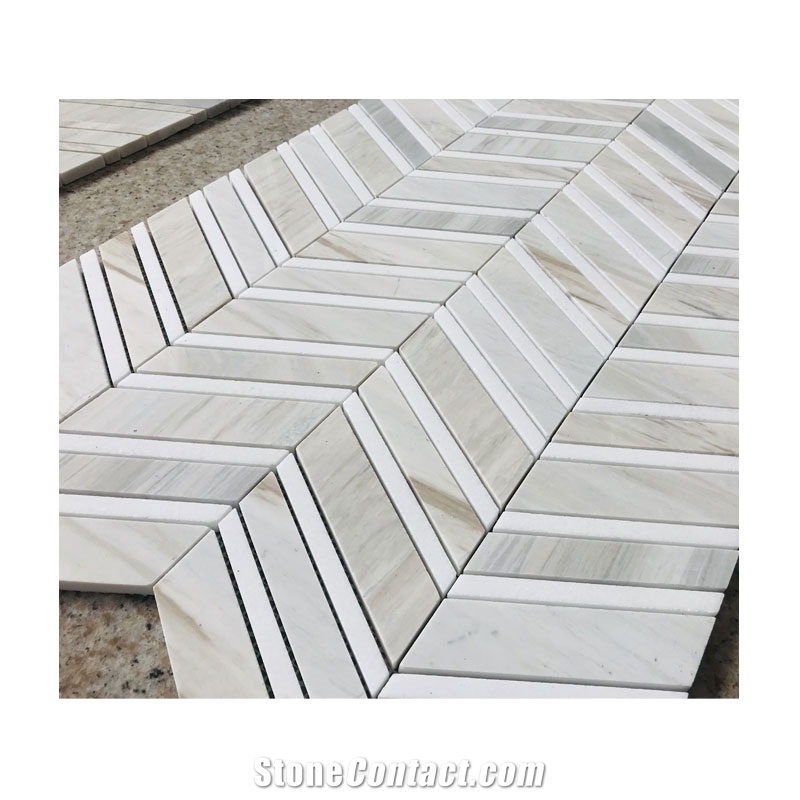 Chevron Shape Natural Marble Stone Mosaics Tile