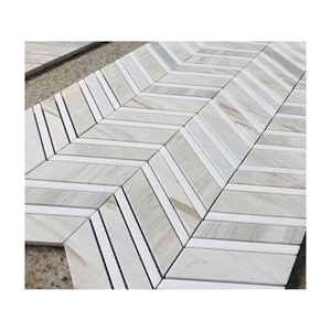Chevron Shape Natural Marble Stone Mosaics Tile