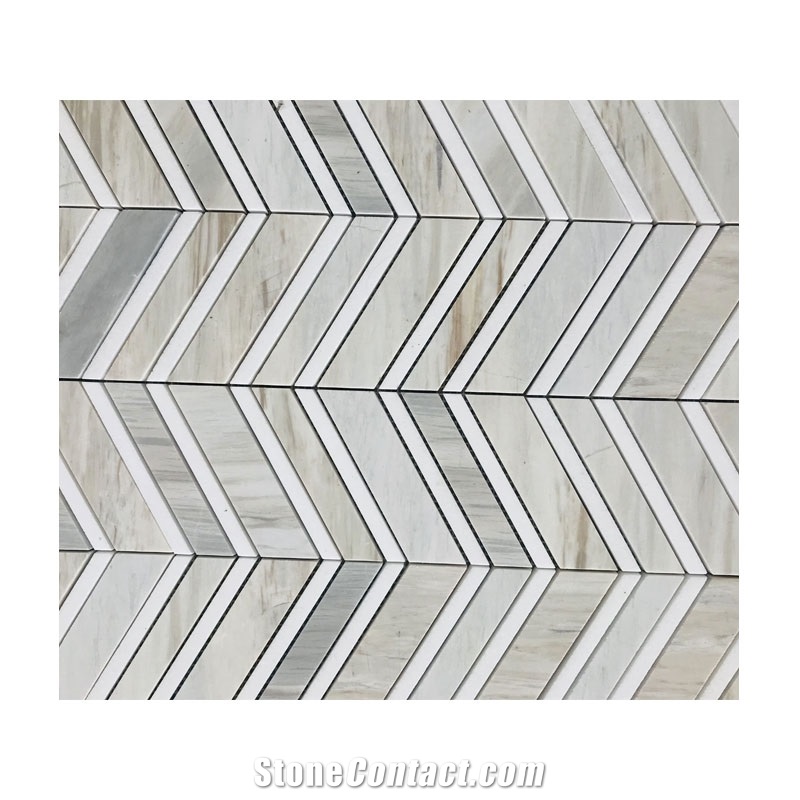 Chevron Shape Natural Marble Stone Mosaics Tile