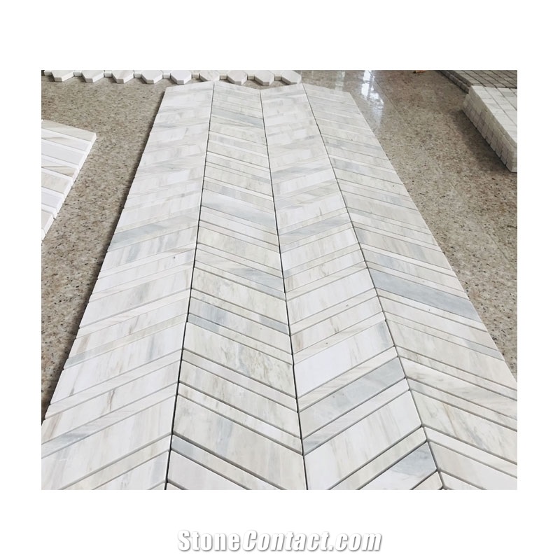 Chevron Shape Natural Marble Stone Mosaics Tile