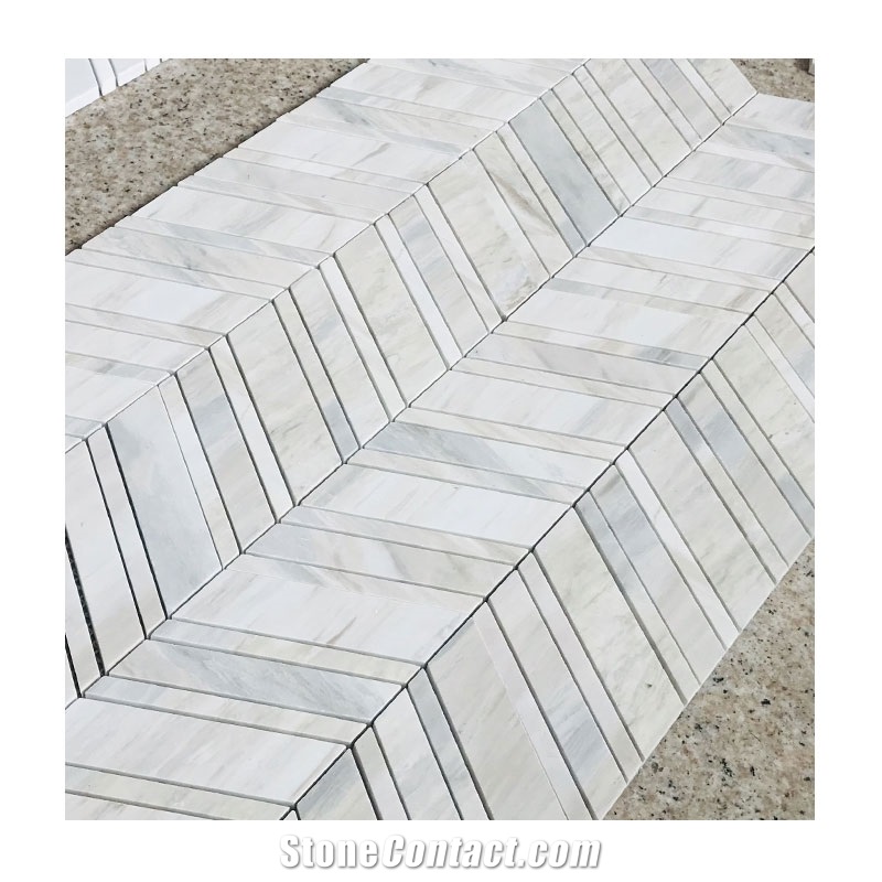 Chevron Shape Natural Marble Stone Mosaics Tile