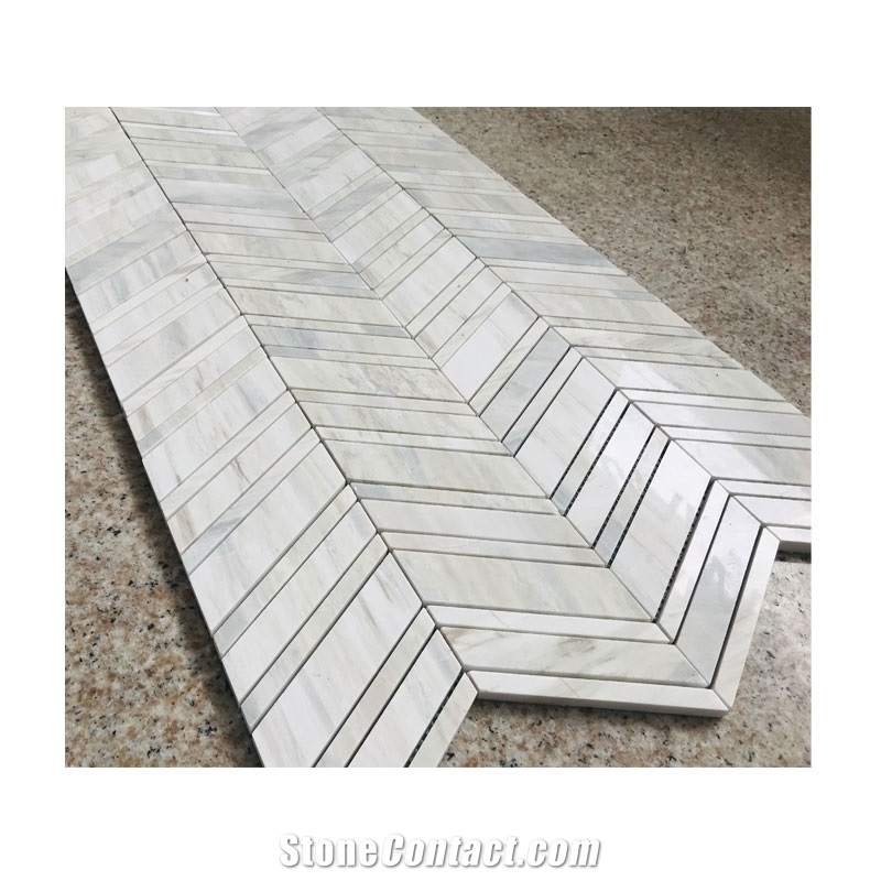 Chevron Shape Natural Marble Stone Mosaics Tile