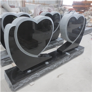 European Style Granite Double Heart Headstone