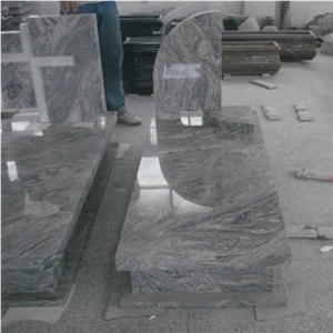 European Style Silver Cloud Granite Headstone