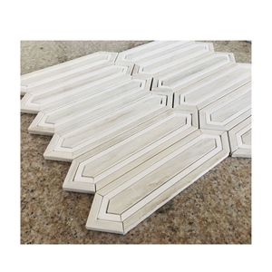 Extended Hexagonal White Travertine Mosaic Tile