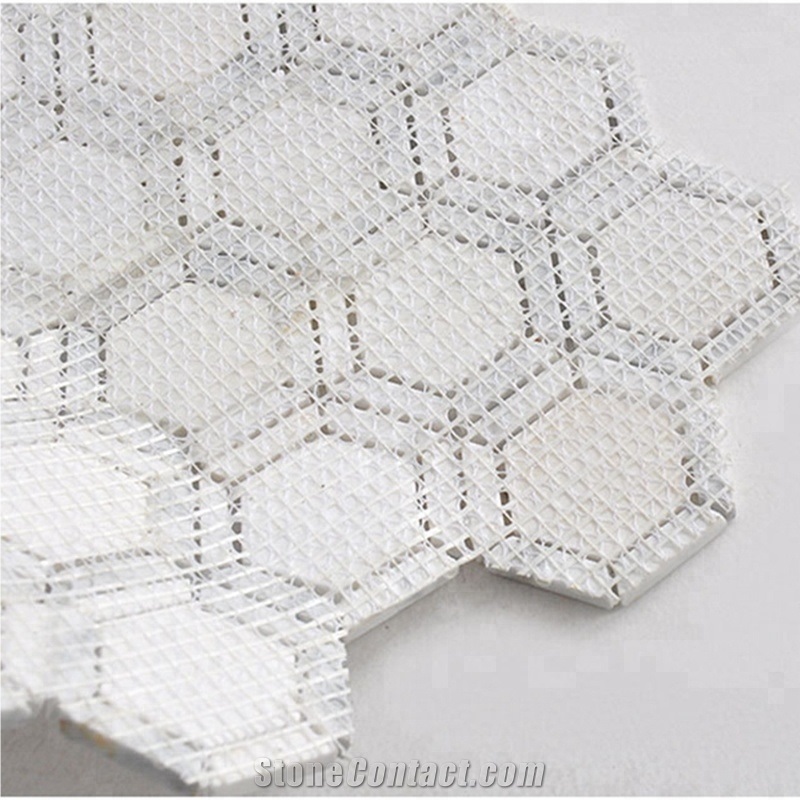 Italy Carrara White Marble Hexagon Mosaic for Wall