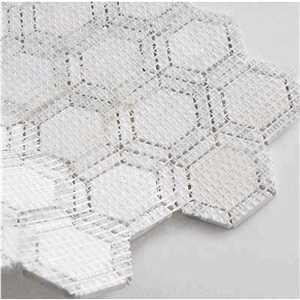 Italy Carrara White Marble Hexagon Mosaic for Wall