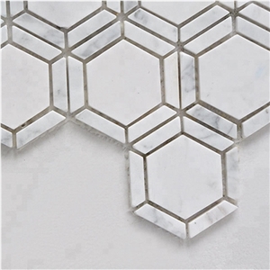 Italy Carrara White Marble Hexagon Mosaic for Wall