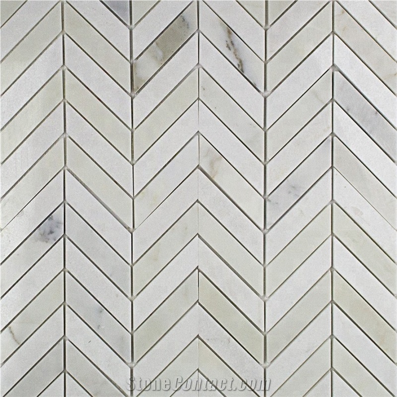 Polished Chevron Thassos and Calacatta Mosaic