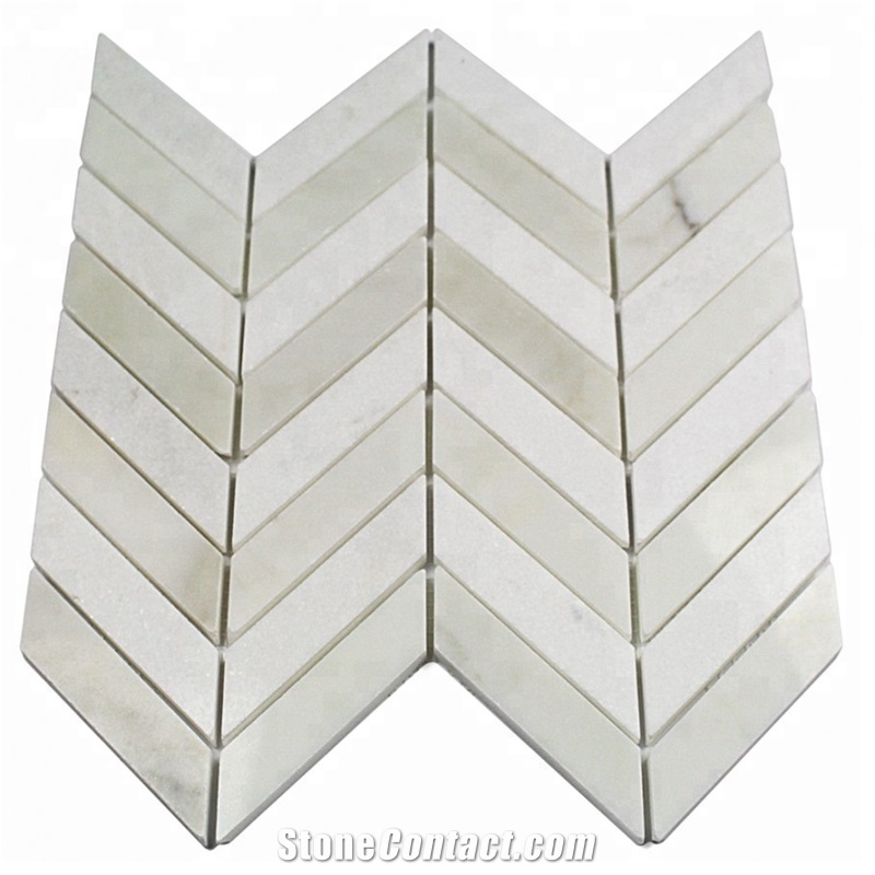 Polished Chevron Thassos and Calacatta Mosaic
