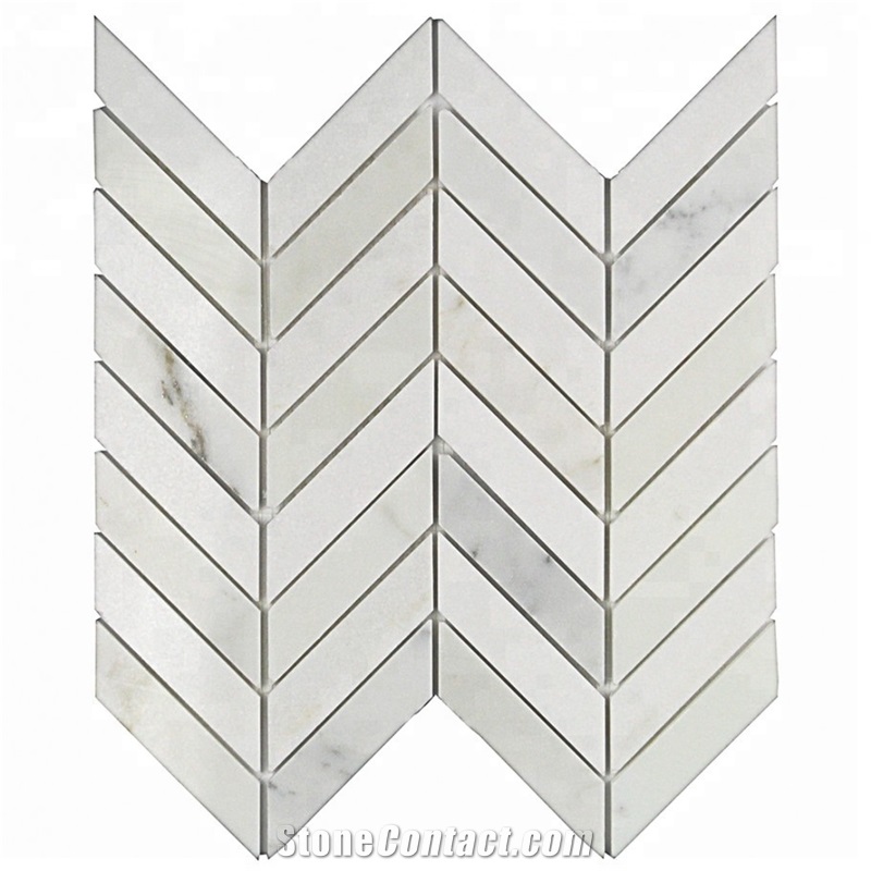 Polished Chevron Thassos and Calacatta Mosaic