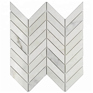 Polished Chevron Thassos and Calacatta Mosaic