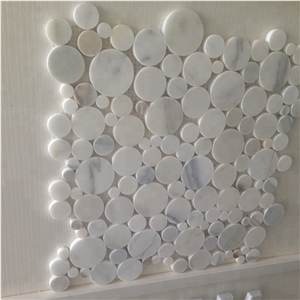 White Calacatta Gold Penny Round Marble Mosaic