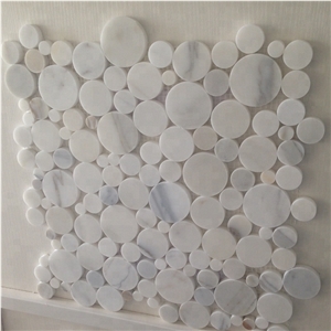 White Calacatta Gold Penny Round Marble Mosaic