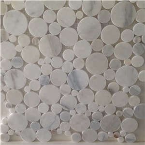 White Calacatta Gold Penny Round Marble Mosaic