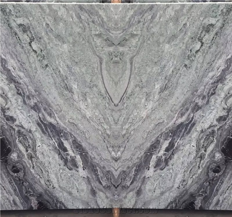 New Green Granite Black Veins Book Match Slabs