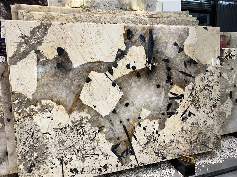Patterned Patagonia Quartzite Slabs Blanc Du Blanc