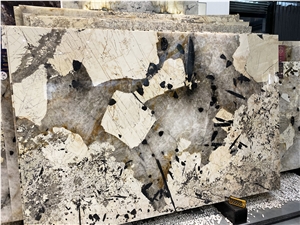 Patterned Patagonia Quartzite Slabs Blanc Du Blanc