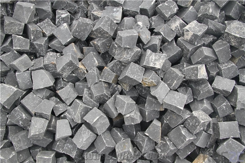 Black Limestone Cobblestone Pavement