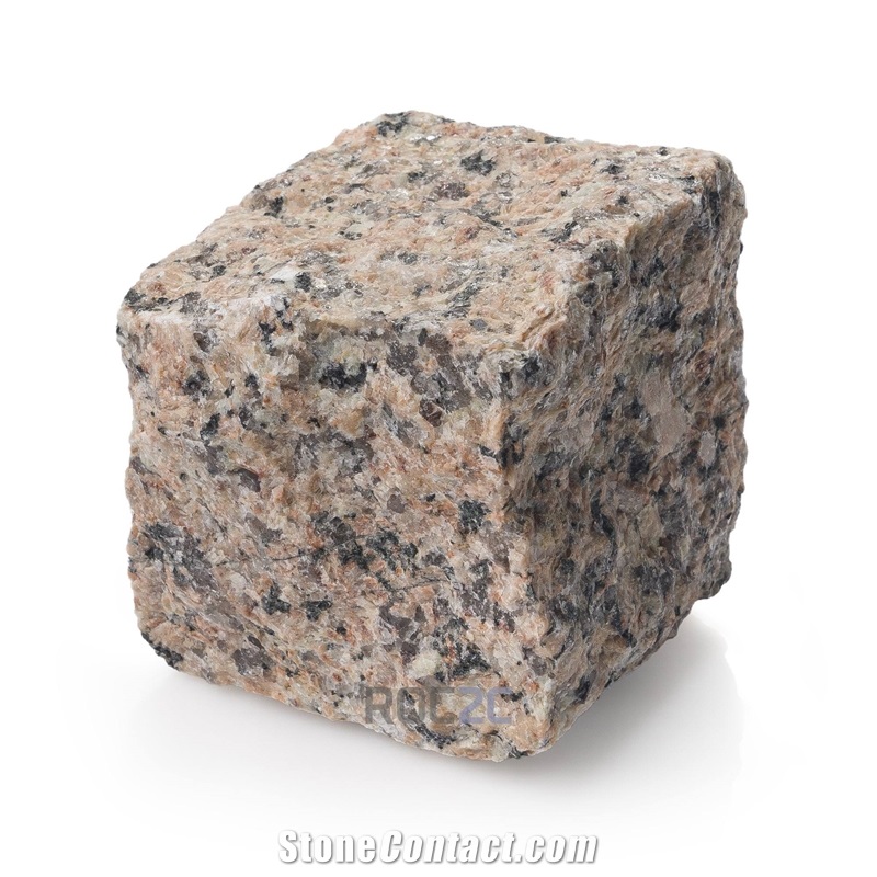 Pink Granite Cobblestone Pavement