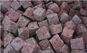Pink Granite Cobblestone Pavement