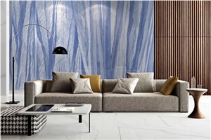 Thin Large Porcelain Slab Azul Macaubas Quartzite Look Artificial Marble Sintered Stone for Wall